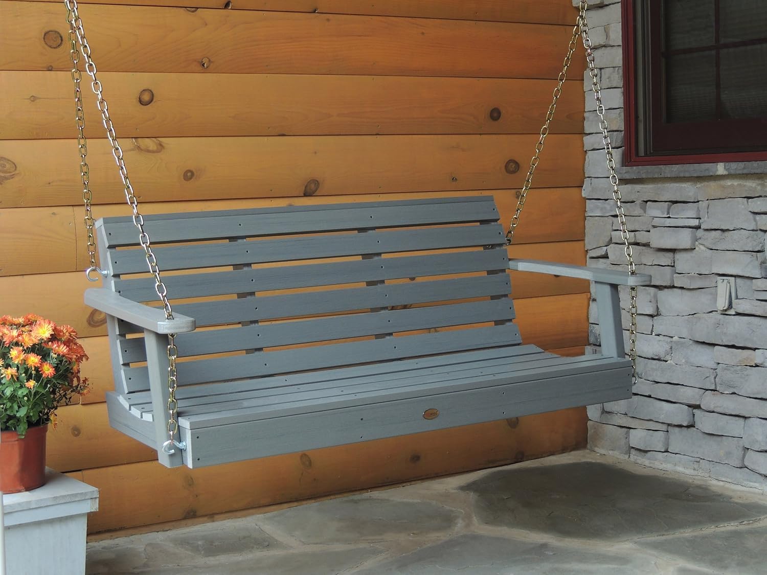 Highwood Weatherly Porch Swing, 4 Feet, Coastal Teak-VerdiqueGarden