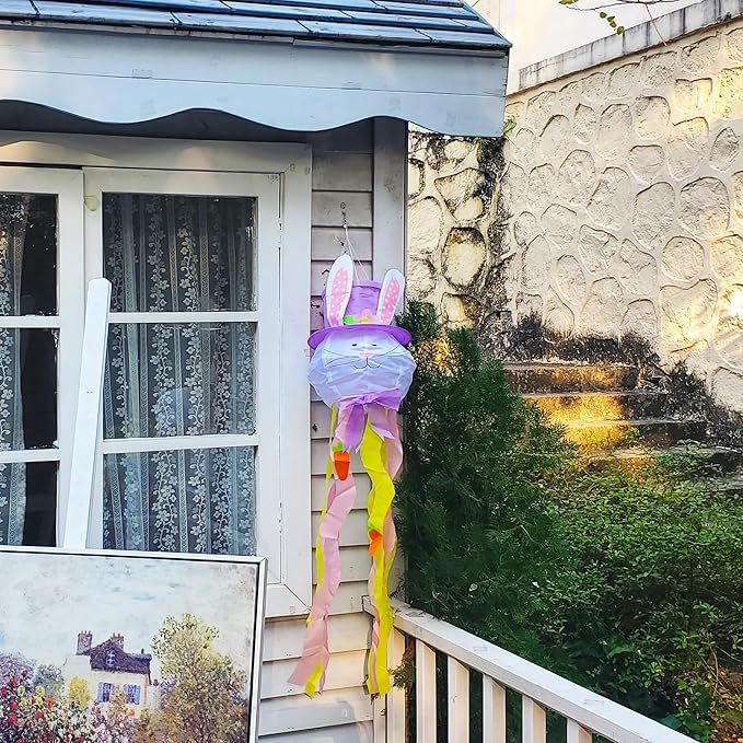 Easter Windsock Bunny Wind Socks Enduring Wind Socks for Outdoor Hanging Yard and Party Winter Festival Garden Décor 44.9 Inch-VerdiqueGarden