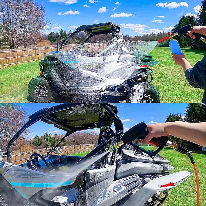 YAMATIC Short Pressure Washer Gun with Stainless Steel Swivel 3/8" Quick Connector, Power Washer Handle with Easy Pull Trigger Replacement for Ryobi, Simpson, Craftsman, DeWalt, 4000 PSI-VerdiqueGarden