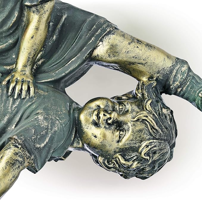 Alpine Corporation 26" Tall Indoor/Outdoor Girl Jumping Over Boy Statue Yard Art Decoration-VerdiqueGarden