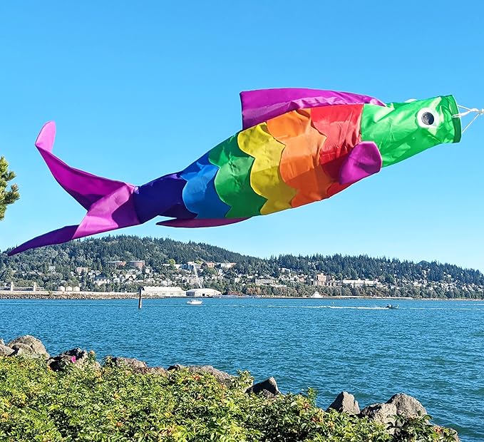 Madrona Brands Rainbow Fish Windsock | Durable Outdoor Hanging Decoration | Yard, Garden, Boat, Home and More | 40-Inch-VerdiqueGarden