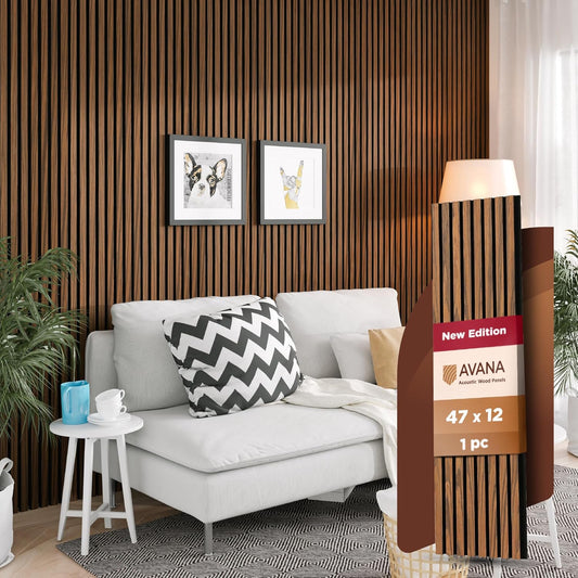 Avana Acoustic Wood Wall Panels – 47.2 X 12.6 Inch Walnut Acoustic Panels 1 PC – Wall Panels For Interior Wall Decor For Homes, Offices, Studios – Sturdy And Durable Wood Panels For Wall-VerdiqueGarden