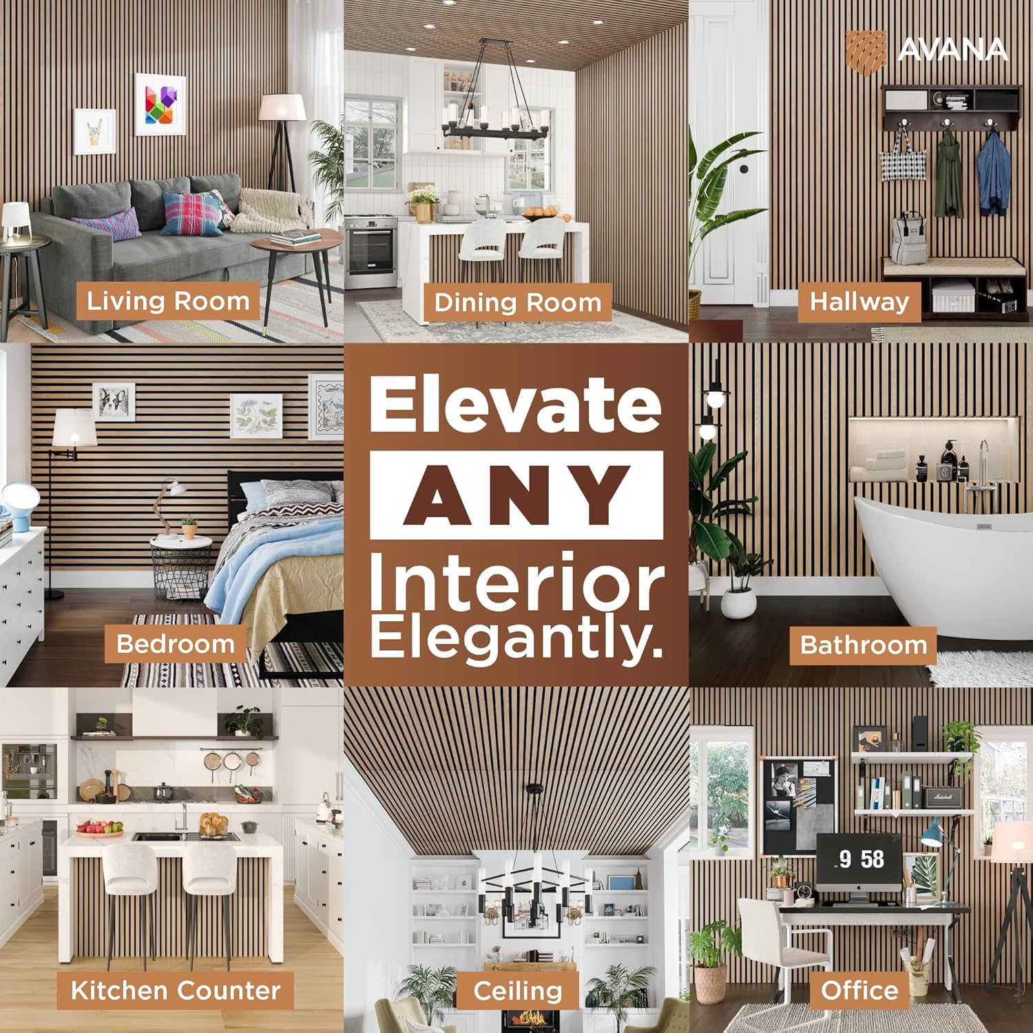 Avana Acoustic Wood Wall Panels – 94.4 X 12.6 Inch White Oak Acoustic Panels 2 PCs – Wall Panels For Interior Wall Decor For Homes, Offices, Studios – Sturdy And Durable Wood Panels For Wall-VerdiqueGarden