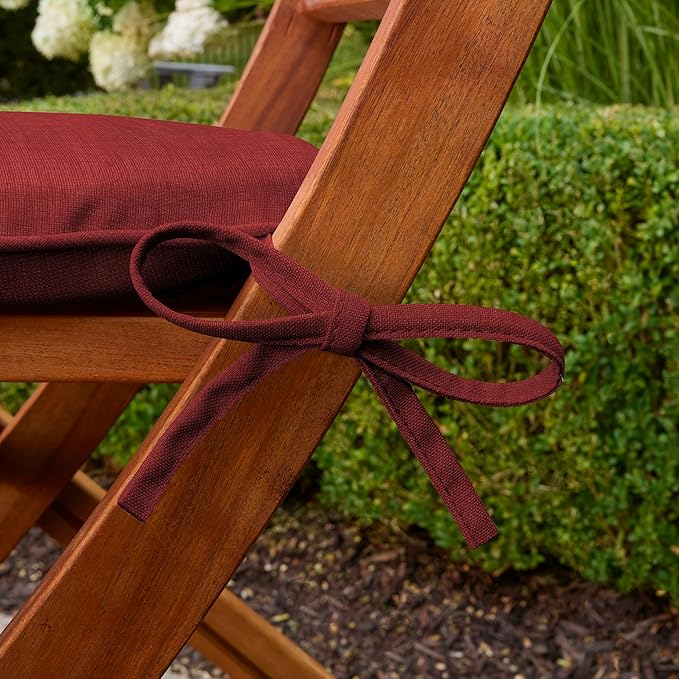Arden Indoor/Outdoor Foam Seat Pad, 2 Pack, 17 x 16, Patio Cushion, Water Repellent, Fade Resistant, Foam Cushion Ruby Red Leala-VerdiqueGarden