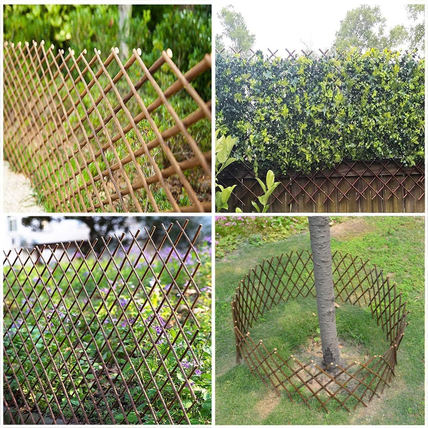 Expandable Willow Trellis for Climbing Plants Outdoors,Nature Garden Fence Lattice Panels for Outside Plant Support for Vine, Ivy, Rose, Cucumbers, Clematis 36x92 Inch(4PC)-VerdiqueGarden