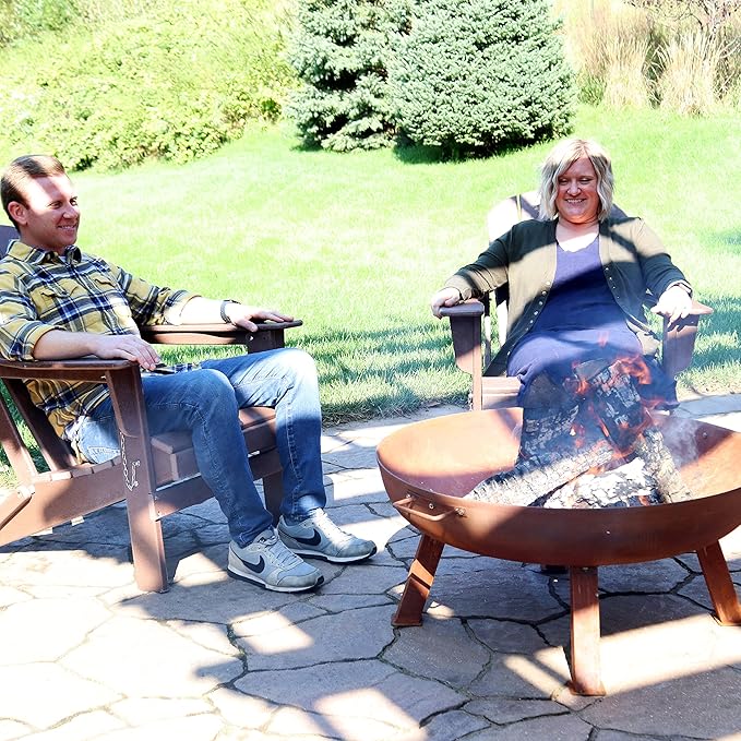 Sunnydaze 34-Inch Cast Iron Heavy-Duty Fire Pit for Outside - Wood-Burning Outdoor Fire Pit Bowl with Handles - Oxidized Finish-VerdiqueGarden