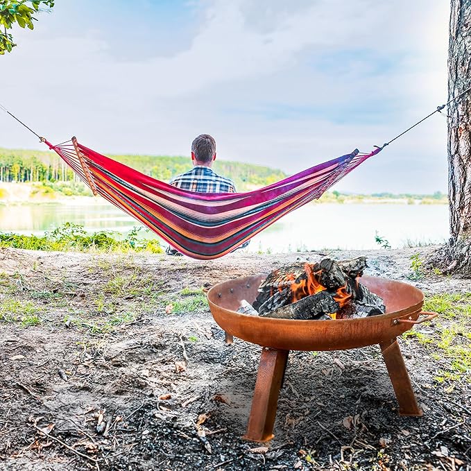 Sunnydaze 24-Inch Cast Iron Heavy-Duty Fire Pit for Outside - Wood-Burning Outdoor Fire Pit Bowl with Handles - Oxidized Finish-VerdiqueGarden
