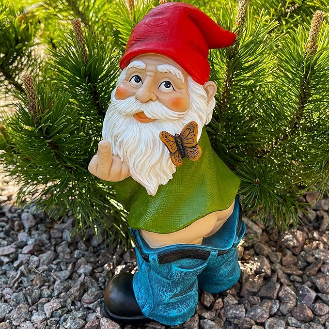 Mood Lab Garden Gnome - Pants Down Gnome - 9.3 Inch Tall Statue Lawn Garden Figurine - for Outdoor or House Decor-VerdiqueGarden