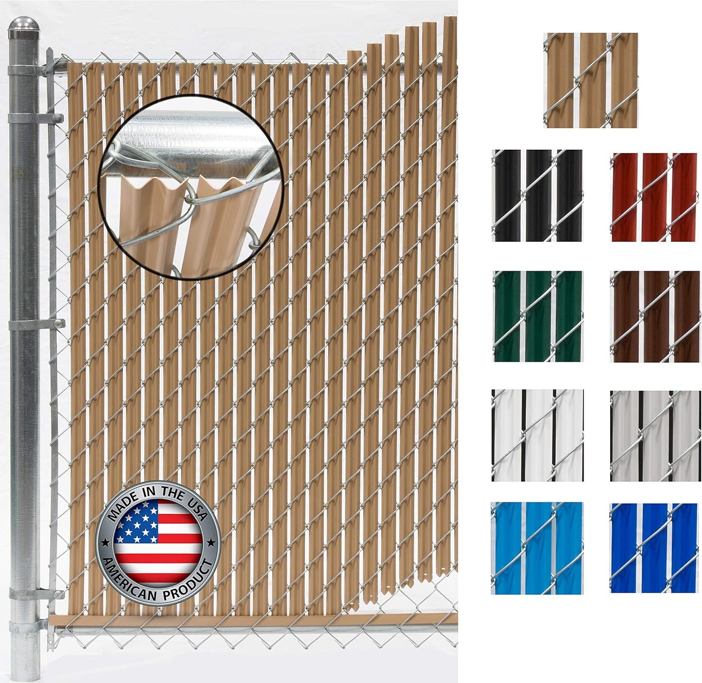 Wave Slat (9 Colors) Single Wall Bottom Locking Privacy Slat for 4', 5', 6', 7' and 8' Chain Link Fence (4 ft, Beige)-VerdiqueGarden