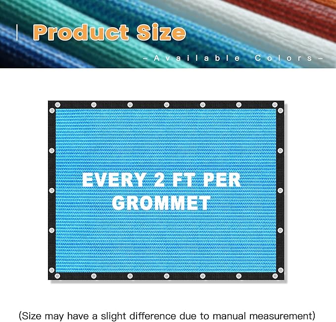VICLLAX Shade Fabric Sun Shade Cloth with Every 2 FT Grommets for Patio Garden Pergola Cover Canopy 5x15 FT, Mixed Turquoise-VerdiqueGarden