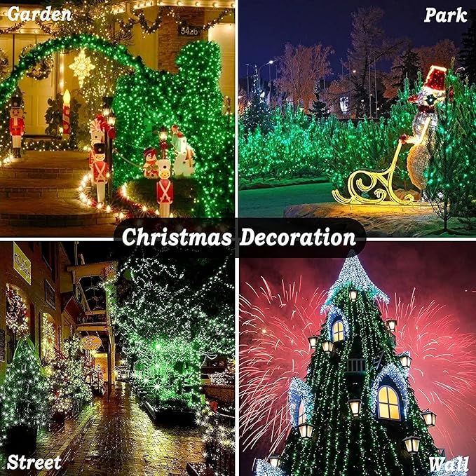 KNONEW 403ft 1000 LED Christmas String Lights Outdoor 8 Modes & Timer Fairy Light Plug in Waterproof LED Fairy Lights for Xmas Yard Tree Wedding Party Holiday Decorations (Green)-VerdiqueGarden