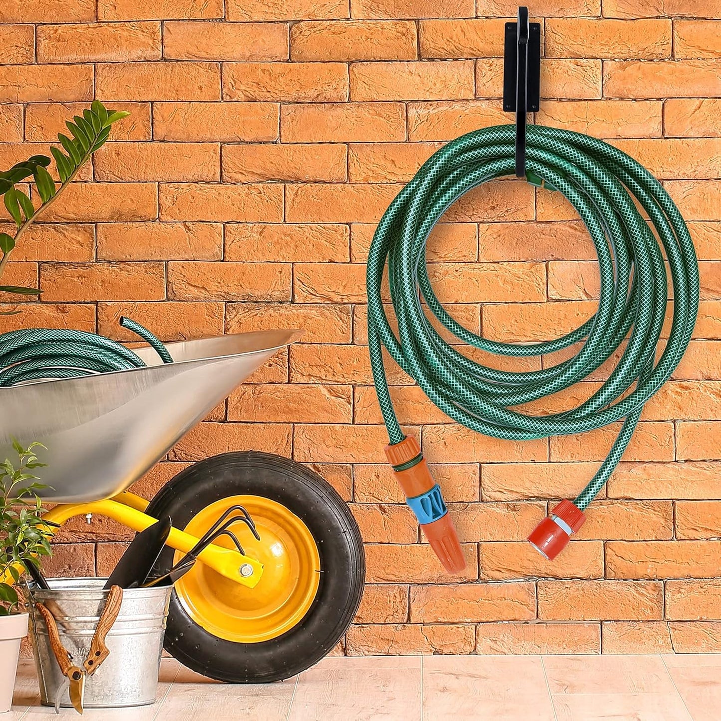Hose Holder Wall Mount （Metal/8-Inch） Heavy-Duty Garden Hose Hanger Outdoor, Hand-Forged Hose Rack Mount-VerdiqueGarden