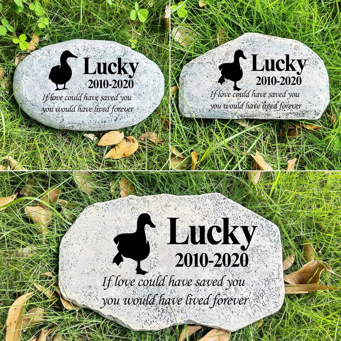 Zatanmulo Personalized Pet Memorial Stone, Garden Memorial Stone Personalized, Duck Headstone, Duck Tombstone, Memorial Plaque Outdoor, Garden Stepping Stone (Duck)-VerdiqueGarden