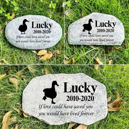 Zatanmulo Personalized Pet Memorial Stone, Garden Memorial Stone Personalized, Duck Headstone, Duck Tombstone, Memorial Plaque Outdoor, Garden Stepping Stone (Duck)-VerdiqueGarden