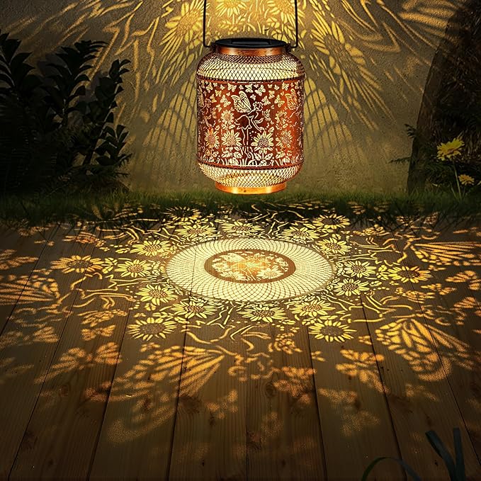 Hummingbird Solar Lantern Outdoor Waterproof Garden Decor, Christmas Gifts for Women, Mom, Metal Hanging Sunflower Solar Lights Outdoor Decoration for Yard, Patio, Tabletop, Pathway-VerdiqueGarden
