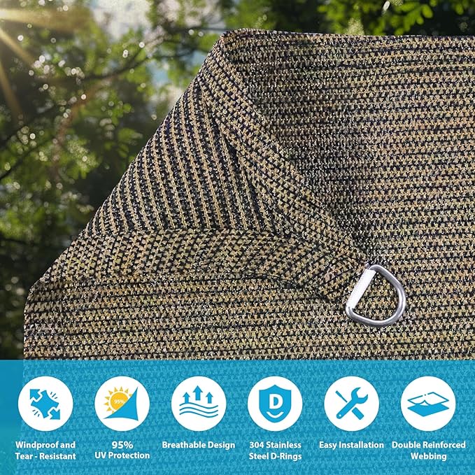 Amagenix Sun Shade Sail 6X14 Curved Edge Outdoor Shade Canopy Mocha Breathable 95% UV Block Shade Cloth for Patio Garden Backyard (We Make Custom Size)-VerdiqueGarden