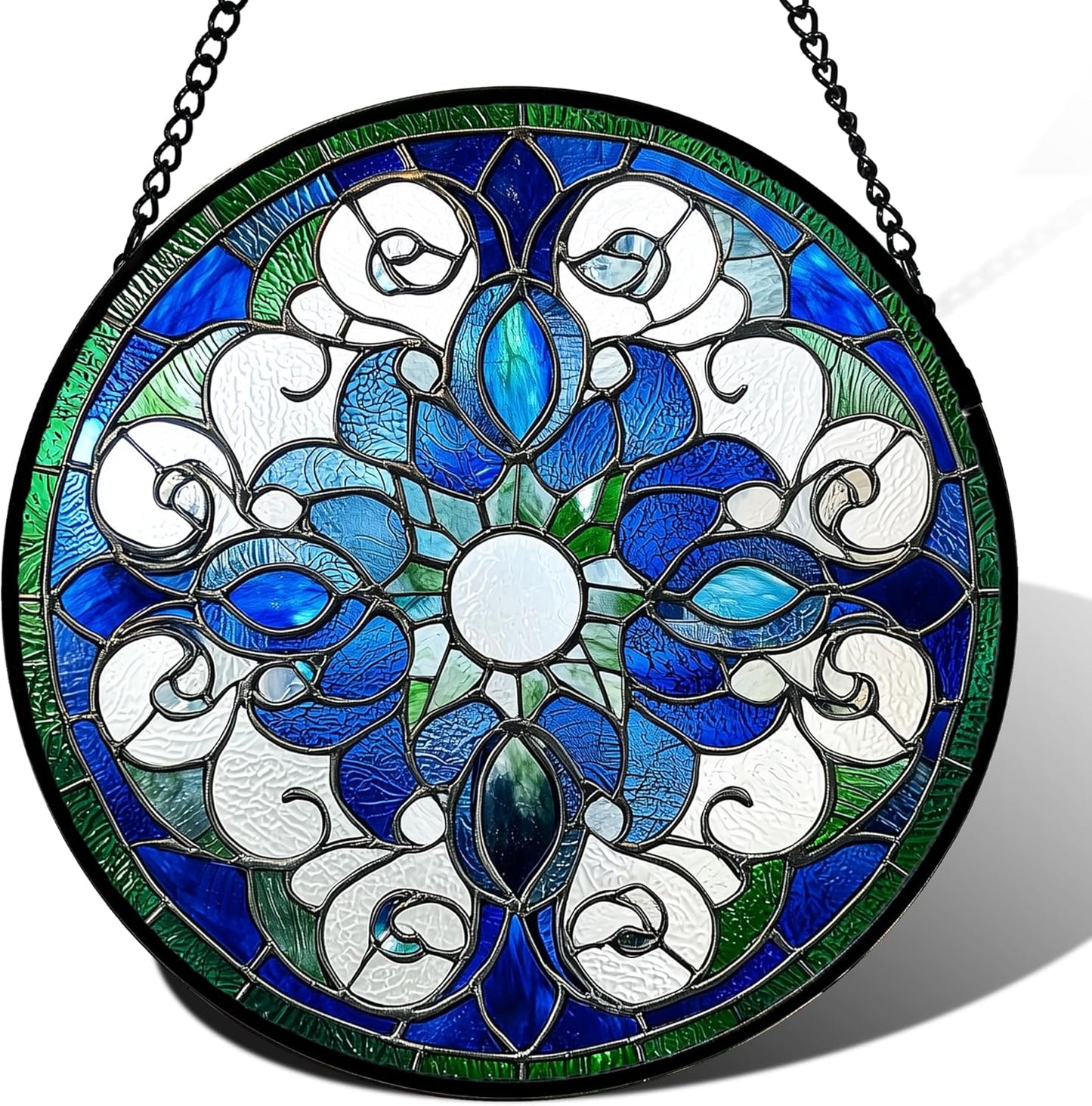 Stained Glass Window Hanging, Boho Style Sun Catchers Diamond Glass Panel Hangings Tiffany Suncatcher Decor for Birthday for Women, Men, Wife, Aunt, and Mom 14.9x14.9 in-VerdiqueGarden