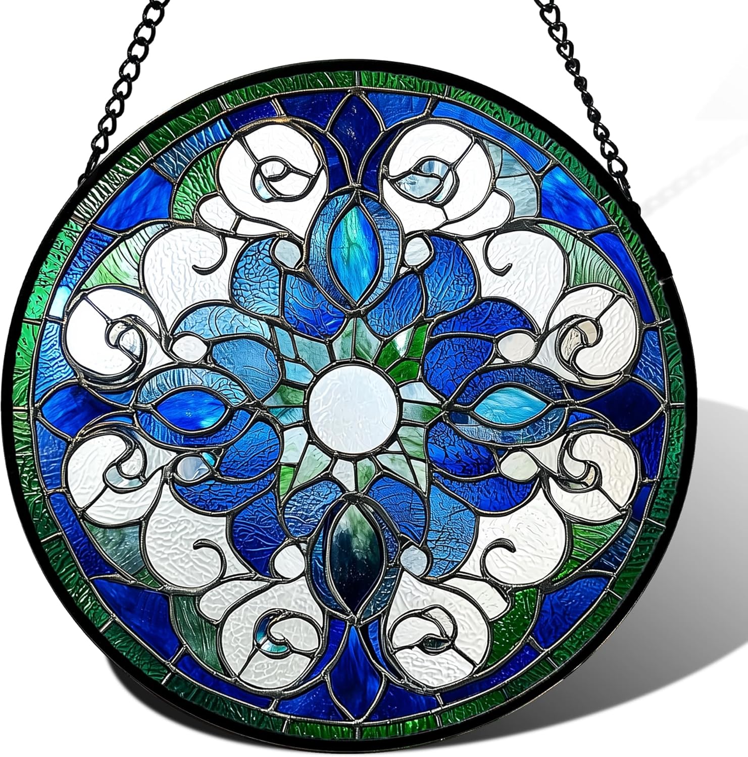 Stained Glass Window Hanging, Boho Style Sun Catchers Diamond Glass Panel Hangings Tiffany Suncatcher Decor for Birthday for Women, Men, Wife, Aunt, and Mom 14.9x14.9 in-VerdiqueGarden