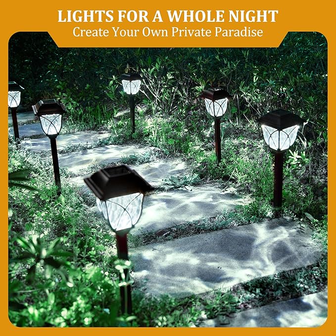 GIGALUMI Solar Lights Outdoor Waterproof, 6 Pack LED Solar Garden Lights, Solar Lights for Outside, Garden Decor for Yard, Patio, Landscape, Planter, Walkway (Cold White)-VerdiqueGarden
