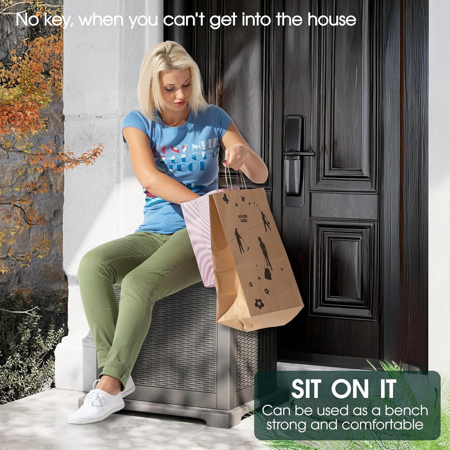 NUNU LAB Outdoor Storage Box, 33 Gallon Resin Deck Box Indoor and Outdoor Use, Waterproof Lockable Patio Storage Bin for Gardening Tools,Package Deliveries,Patio Cushions,UV Resistant,Grey-VerdiqueGarden