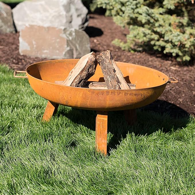 Sunnydaze 30-Inch Cast Iron Heavy-Duty Fire Pit for Outside - Wood-Burning Outdoor Fire Pit Bowl with Handles - Oxidized Finish-VerdiqueGarden