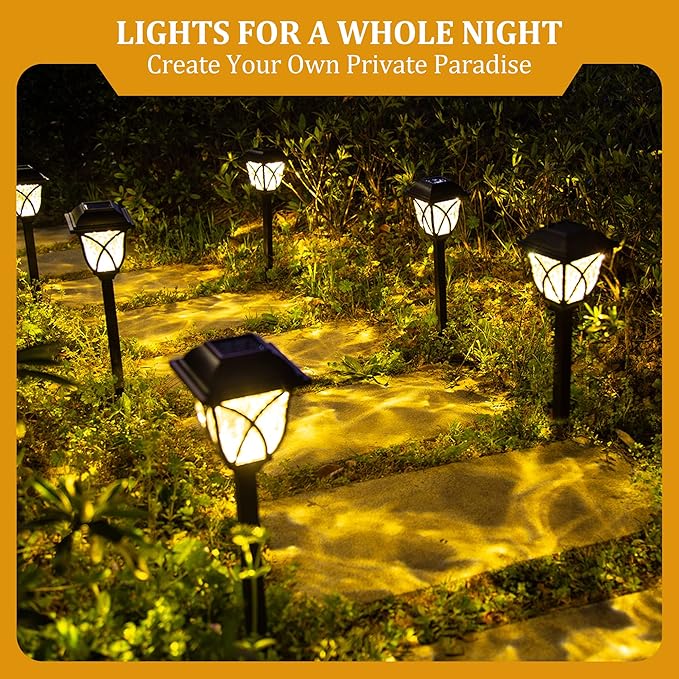 GIGALUMI Solar Lights Outdoor Waterproof, 8 Pack LED Solar Garden Lights, Solar Lights for Outside, Garden Decor for Yard, Patio, Landscape, Planter, Walkway (Warm White)-VerdiqueGarden