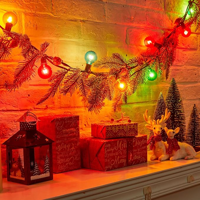 Brightown 50 Pack G40 Colorful Incandescent Bulb, Vintage Globe Replacement Light Bulb for Christmas Lights, 5 Watt E12 C7 Candelabra Base for Patio Yard Garden Holiday Xmas Decoration-VerdiqueGarden