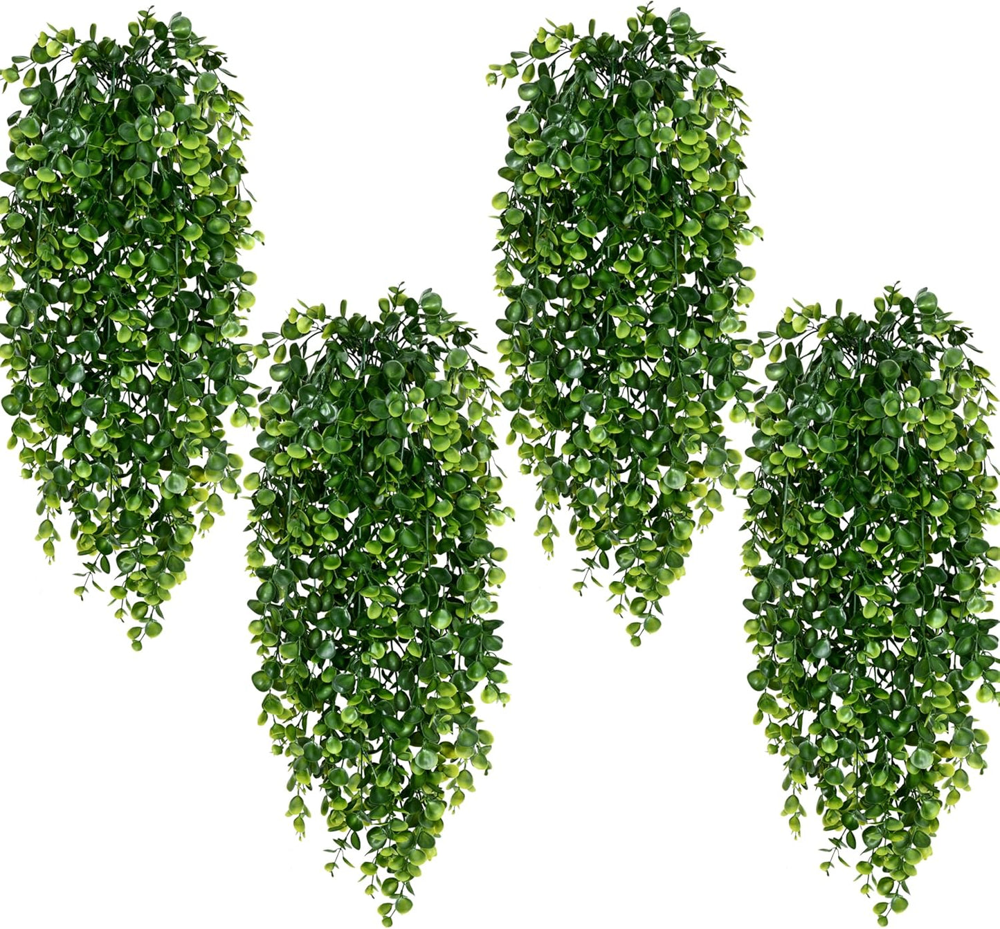 Waipfaru 4Pcs Fake Hanging Plants 2.7ft Fake Plants Eucalyptus Leaves UV Resistant Fake Vines Ivy Artificial Plants Outdoor Faux Plants Indoor Bedroom Living Room Boho Wall Porch Shelf Decor-VerdiqueGarden
