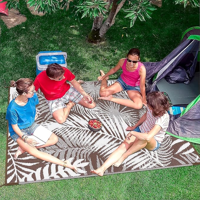 HiiARug Outdoor Rug 5x7Ft Outdoor Plastic Straw Rug Waterproof Outdoor Rugs for Patios Clearance Reversible Patio Mat Outdoor Carpet for Patio Camping Porch Deck RV Camper Backyard-VerdiqueGarden