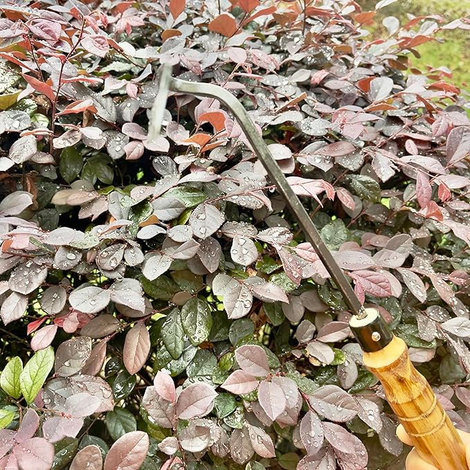 12 Inch Japanese Gardening Hand Weeding Sickle, Weeding Hoe with Long Wooden Handle-VerdiqueGarden