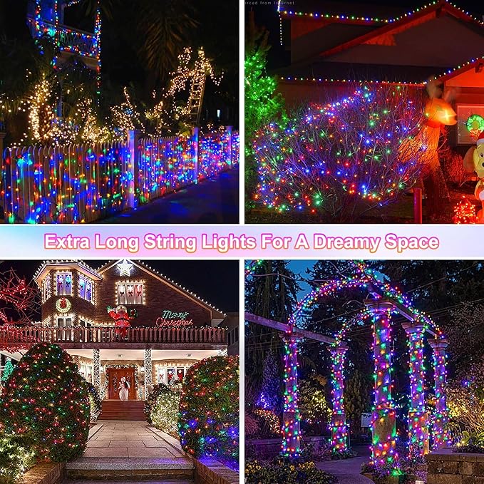weillsnow 500 LED Multicolor Outdoor Christmas Lights, 164Ft Plug in Waterproof String Lights, 8 Modes with Memory for Outdoor Indoor Garden Halloween Christmas Decorations (Multicolor)-VerdiqueGarden