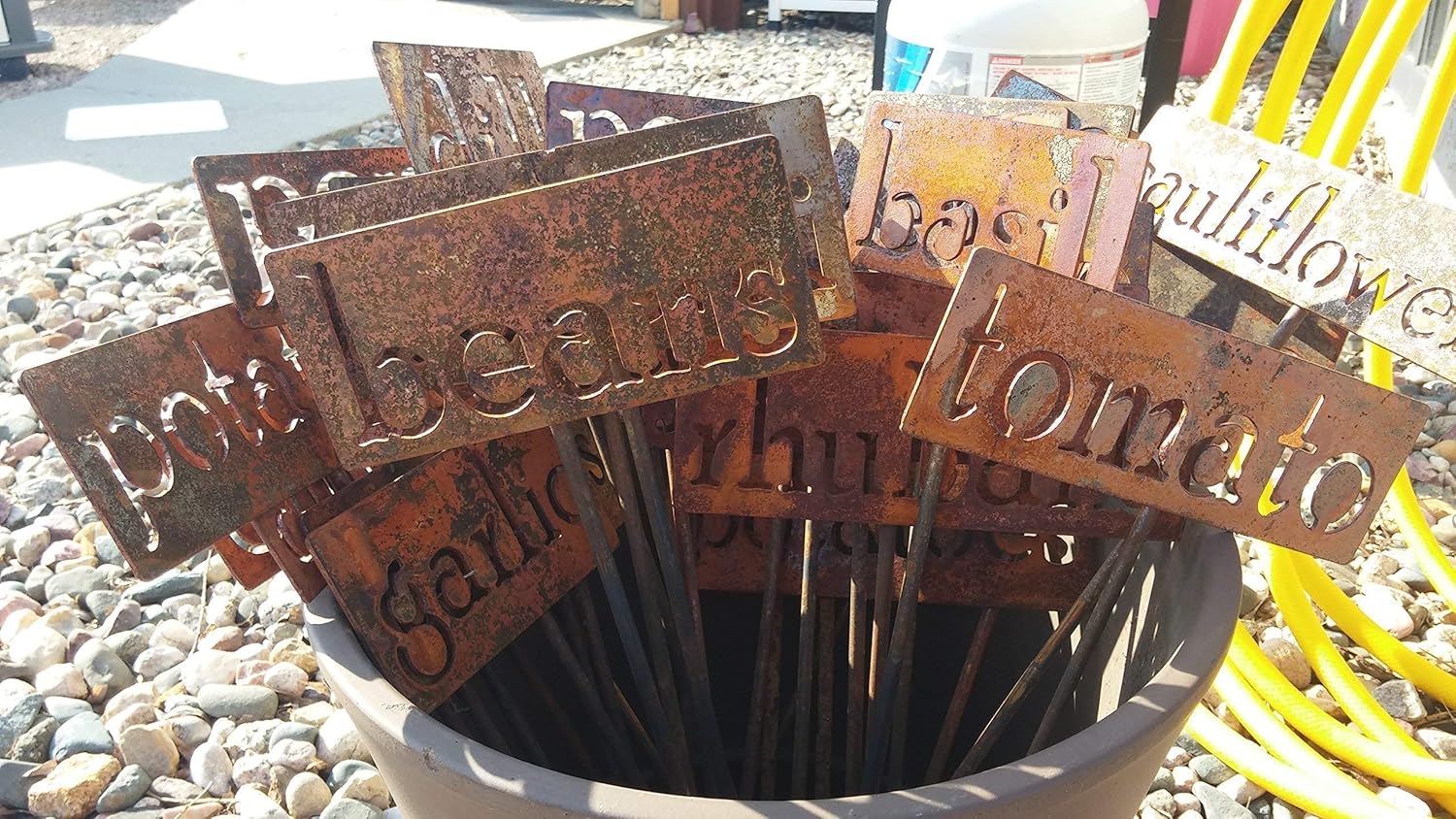 Classic Metal Garden Markers 19 Inches Tall (Custom Text, Naturally Rusted)-VerdiqueGarden
