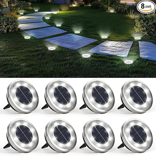 SOLPEX 8 Pack Solar Ground Lights Outdoor Waterproof, Solar Powered Pathway Lights, Landscape Lighting for Garden Walkway Driveway Backyard Decor (Cool White)-VerdiqueGarden