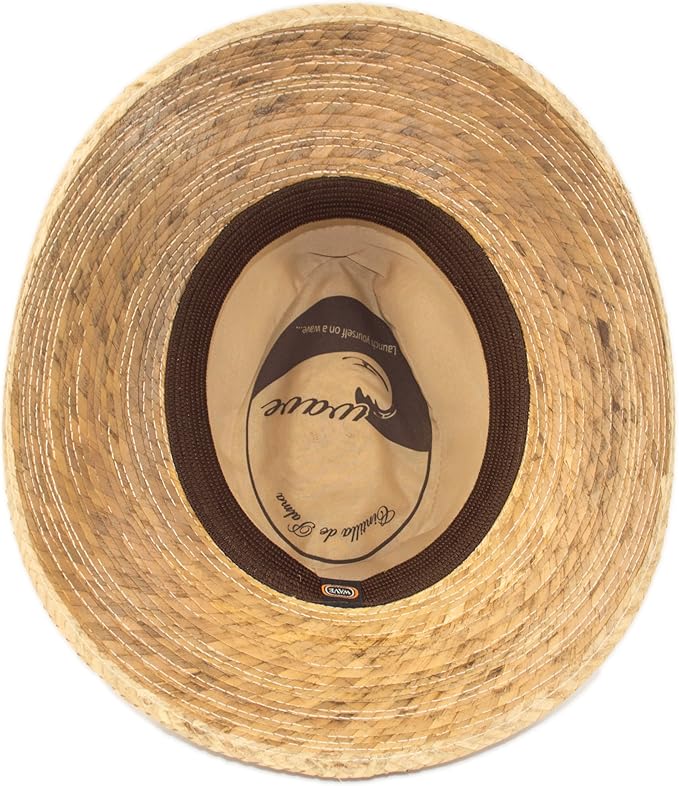 Palm Leaf Straw Trilby Wide Brim Fedora Golf Sun Hat for Men or Women, UV UPF Protection Natural-VerdiqueGarden