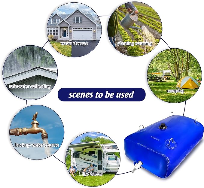 1000Gal Portable Water Storage Bladder, Foldable Large Capacity Container Water Tank, Agricultural Irrigation, Camping, Firefighting, Outdoor Household Water-VerdiqueGarden
