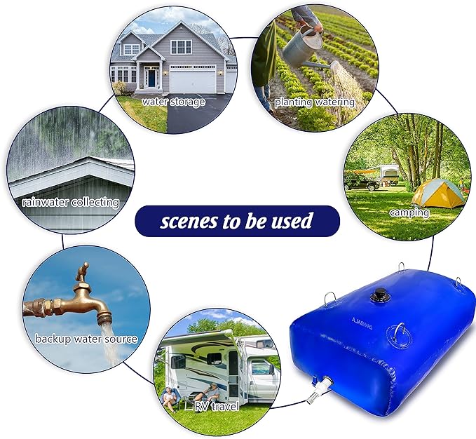 100Gal Portable Water Storage Bladder, Foldable Large Capacity Container Water Tank, Agricultural Irrigation, Camping, Firefighting, Outdoor Household Water-VerdiqueGarden