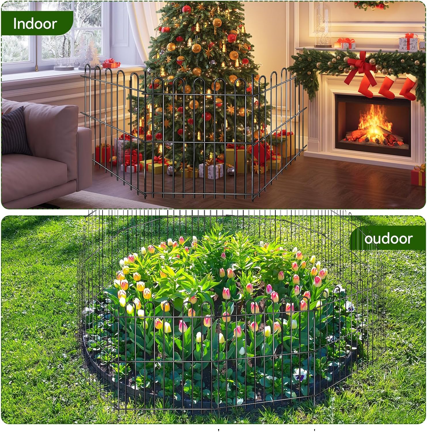 25 Panels Decorative Garden Fence, 50ft X 32in Rustproof Metal Animal Barrier Fence, No Dig Fence Garden Fence, Arched Flower Bed Edging Ornamental Wire Border Fencing for Outdoor Yard, Patio Decor-VerdiqueGarden