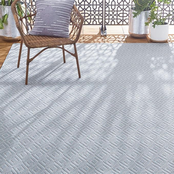 Home Dynamix Tripoli Lydia Indoor/Outdoor Area Rug 7'10"x10'2", Modern Blue-VerdiqueGarden