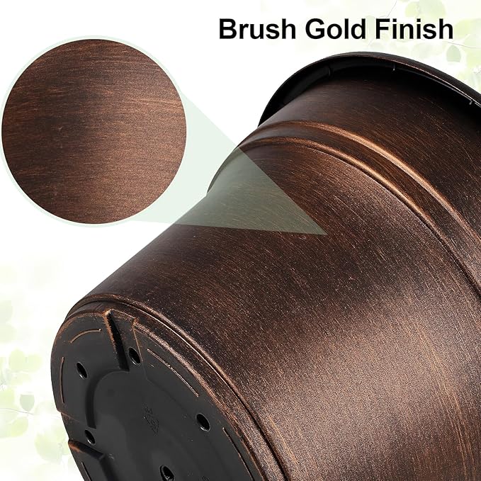 10 Inch Planters Plant Pots Indoor Outdoor, 4 Pack Plastic Flower Pot for Indoor Plants with Drainage Holes & Trays, Resin Decorative Container Sets with Saucer for House Garden Copper-VerdiqueGarden