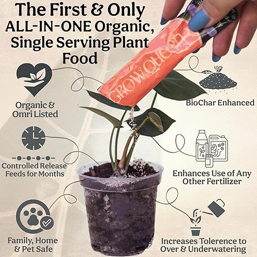 All-in-One Complete Organic Plant Food, Indoor Plant Food for Houseplants, Organic Fertilizer for Vegetable Gardens, 7 Formulated Single Servings Feeds 14 gal Fast and Slow Release-VerdiqueGarden