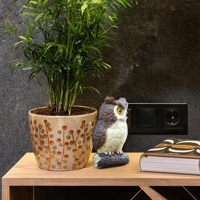 Outdoor Resin Owl Garden Statues, Figurine Sculpture-Owl Perched on Branch, Owl Decoration for Porch, Patio, Lawn, Yard, Whimsical Owl Table Bookshelf Ornament Accessories, Garden-VerdiqueGarden