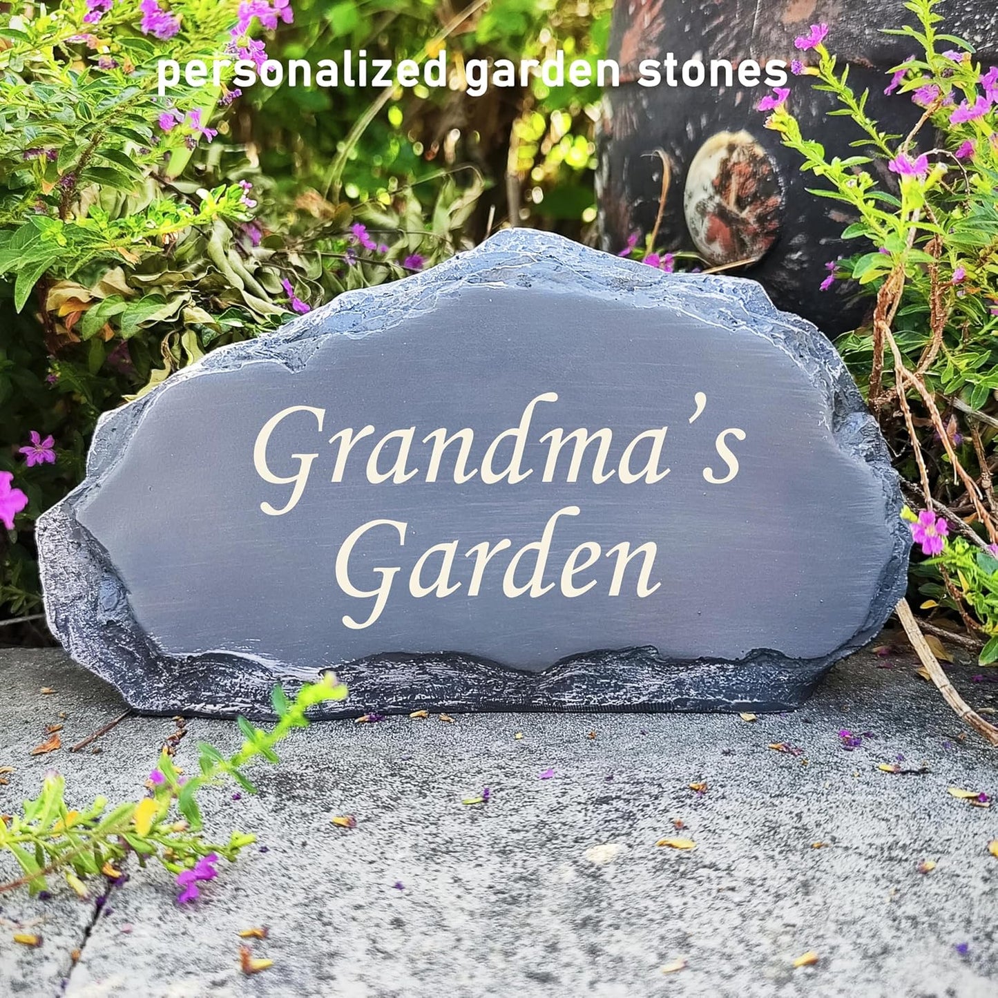Personalized Garden Memorial Stones Engraved Rocks with Any Message, Decorative Grave Memorial Plaques Rocks for Loved Ones Outside Cemetery Decoration, Resin, 8" x 4.5" x 2.5"-VerdiqueGarden