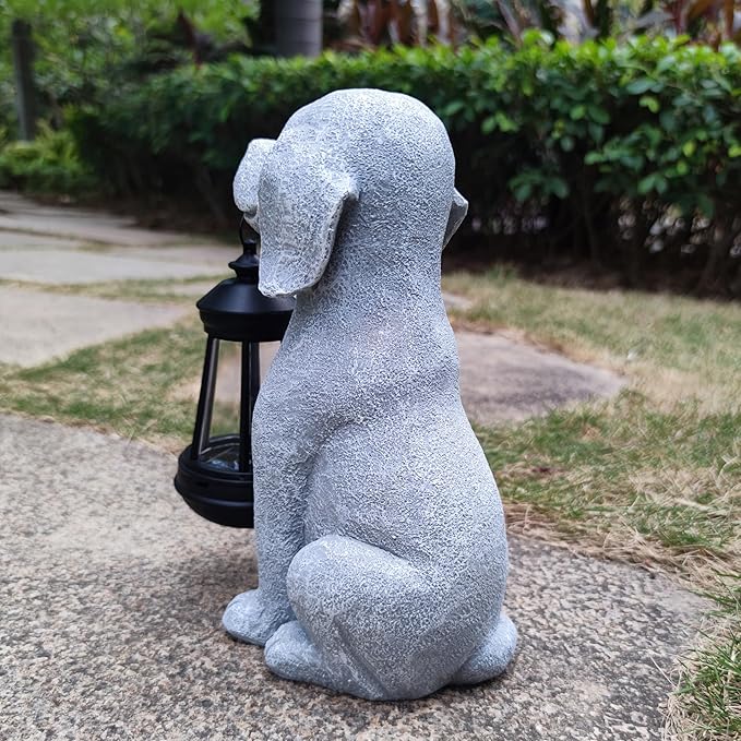 Solar Dog Outdoor Garden Statue with LED Light,Dog Solar Lights Lantern Outside Decorations for Yard, Lawn Decor Statue for Patio, Balcony, Yard Ornament,Unique Dog Gifts for Mom-VerdiqueGarden