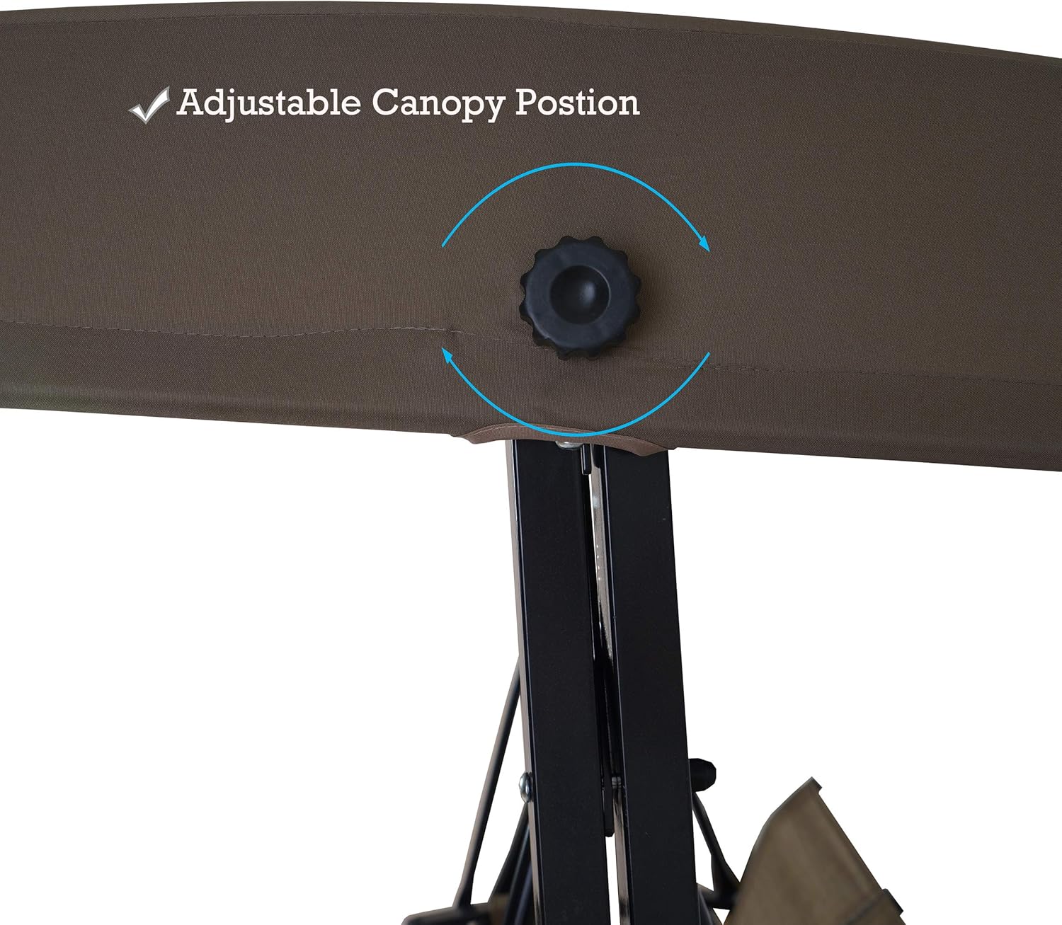 Kozyard Brenda 3-Seat Patio Swing Chair, Outdoor Porch Swing Glider with Adjustable Canopy, Side Pouches, Breathable Seat and Back, for Garden, Poolside, Backyard (Taupe)-VerdiqueGarden