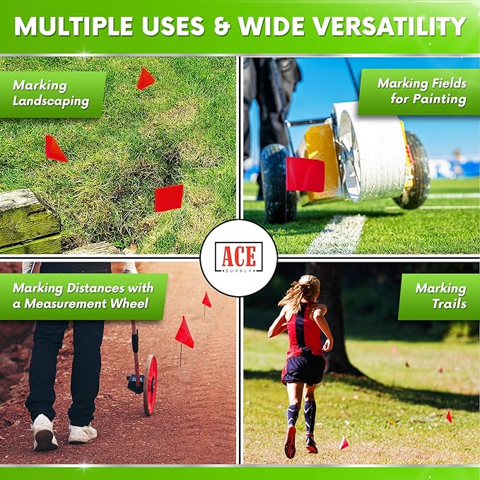 Red Marking Flags 100 Pack - 4x5x15 Inch Red Flags for Yard - Markers For Lawn, Irrigation, Landscaping, Survey & Sprinkler Head Marking-VerdiqueGarden