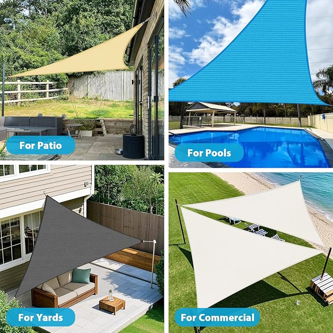 Amagenix Sun Shade Sail 5'X5'X5' Curved Edge Outdoor Shade Canopy Dark Grey Breathable 95% UV Block Shade Cloth for Patio Garden Backyard (We Make Custom Size)-VerdiqueGarden