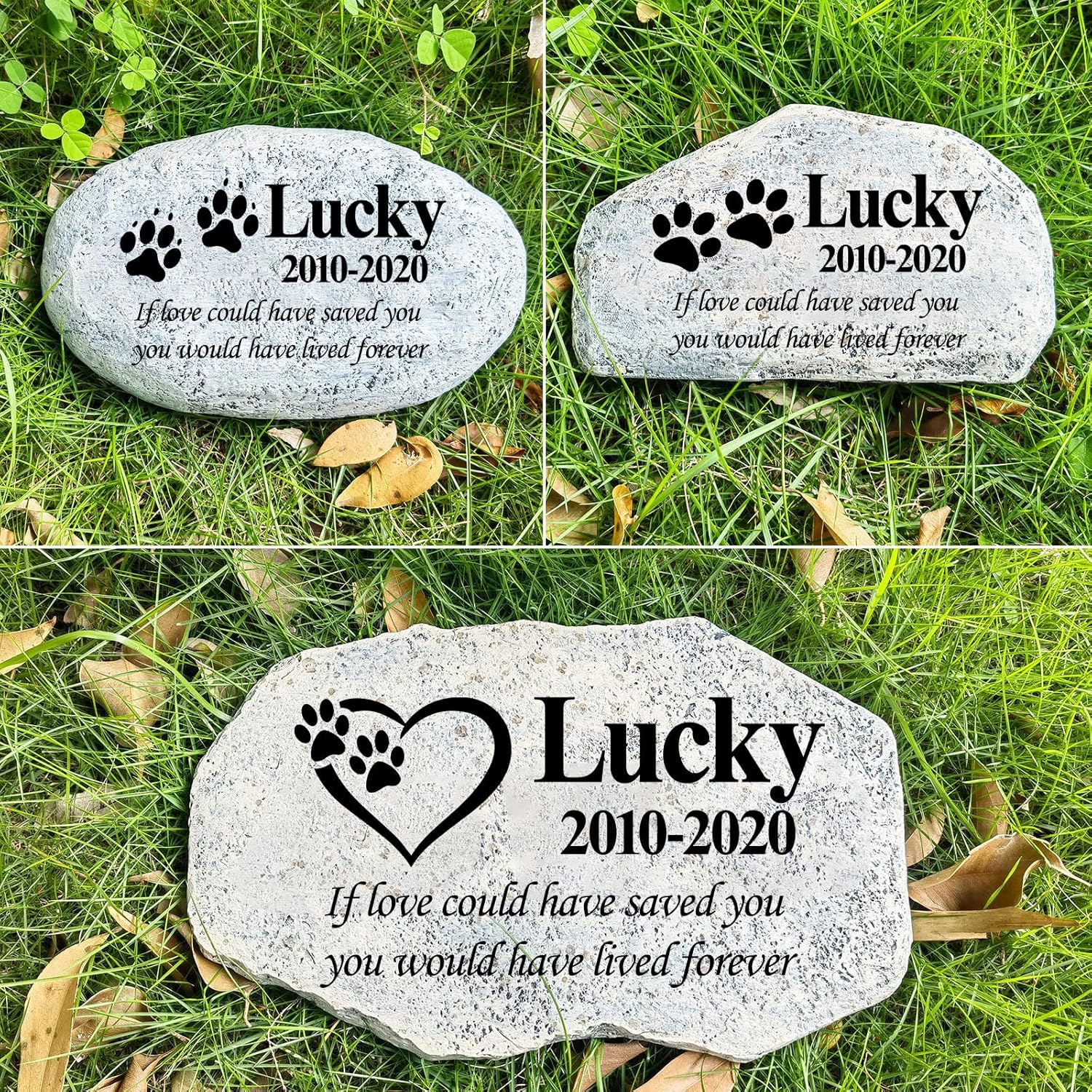 Zatanmulo Personalized Pet Memorial Stone, Garden Memorial Stone Personalized, Dog Headstone, Cat Tombstone, Memorial Plaque Outdoor, Garden Stepping Stone (Pawprint)-VerdiqueGarden