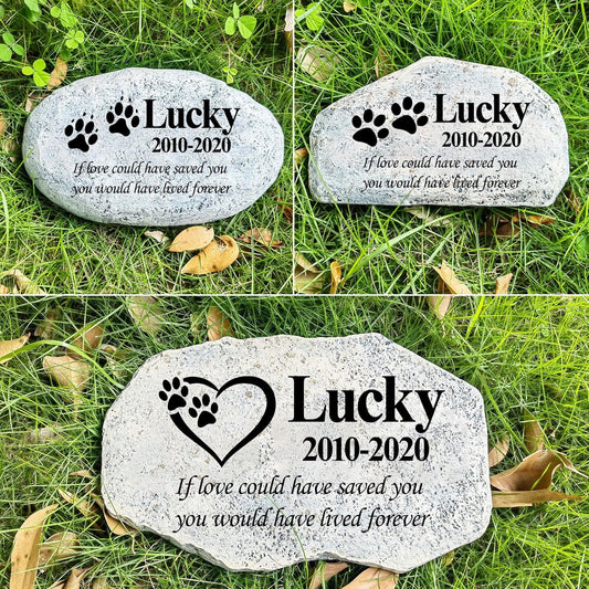 Zatanmulo Personalized Pet Memorial Stone, Garden Memorial Stone Personalized, Dog Headstone, Cat Tombstone, Memorial Plaque Outdoor, Garden Stepping Stone (Pawprint)-VerdiqueGarden