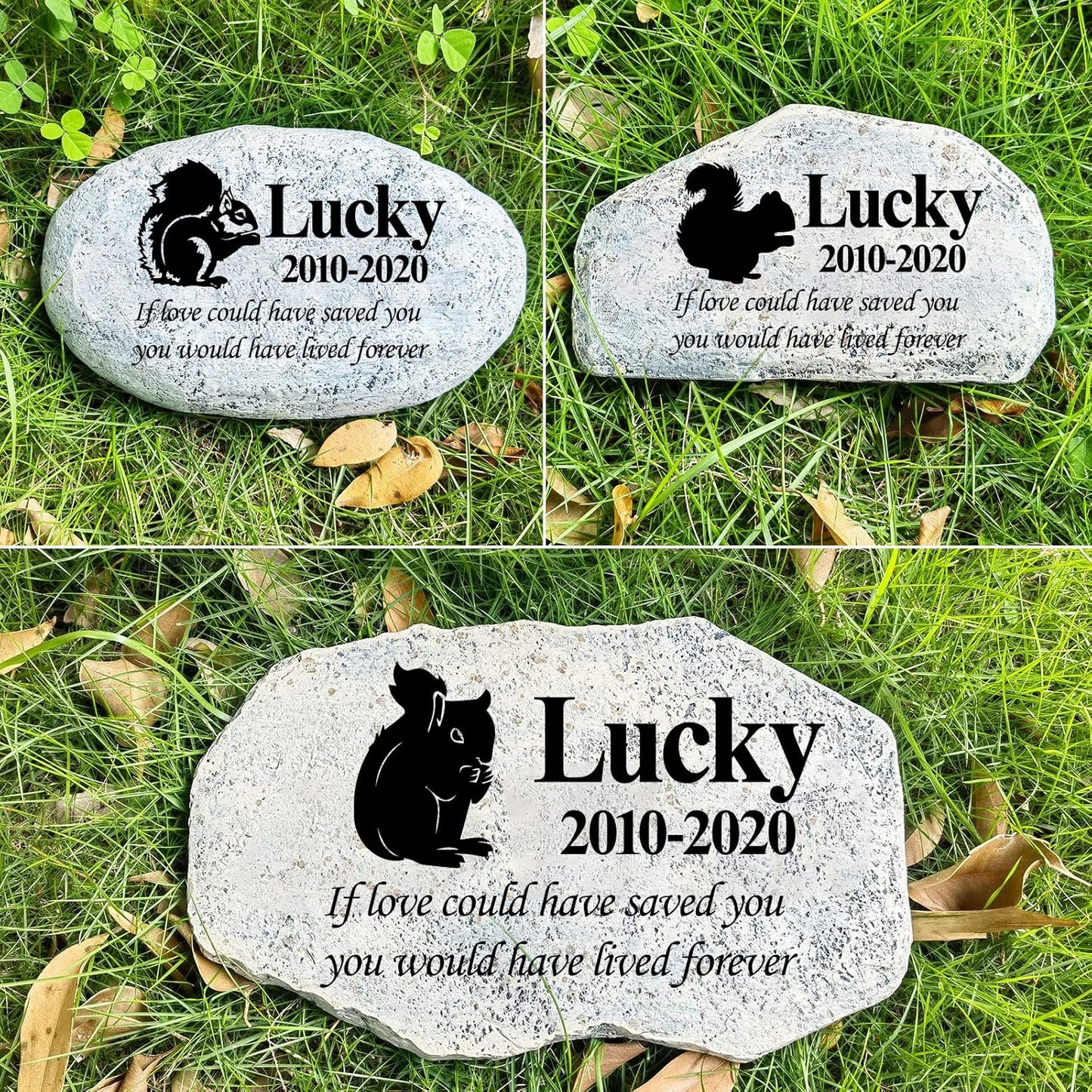 Zatanmulo Personalized Pet Memorial Stone, Garden Memorial Stone Personalized, Squirrel Headstone, Squirrel Tombstone, Memorial Plaque Outdoor, Garden Stepping Stone (Squirrel)-VerdiqueGarden