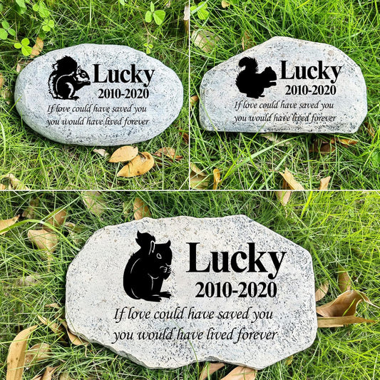 Zatanmulo Personalized Pet Memorial Stone, Garden Memorial Stone Personalized, Squirrel Headstone, Squirrel Tombstone, Memorial Plaque Outdoor, Garden Stepping Stone (Squirrel)-VerdiqueGarden